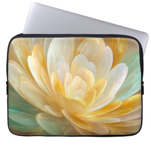 Serene Radiance of Golden and Aqua Petal Layers Laptop Sleeve