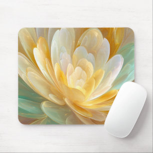 Serene Radiance of Golden and Aqua Petal Layers Mouse Pad