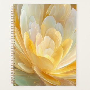 Serene Radiance of Golden and Aqua Petal Layers Planner