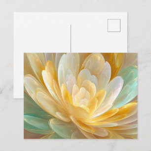 Serene Radiance of Golden and Aqua Petal Layers Postcard