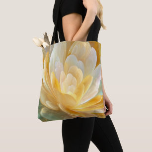 Serene Radiance of Golden and Aqua Petal Layers Tote Bag