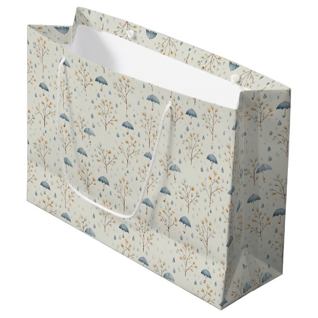 Serene Rain Garden Floral Pattern (10) Large Gift Bag (Front Angled)