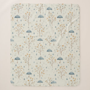 Serene Rain Garden Floral Pattern (10) Sherpa Blanket