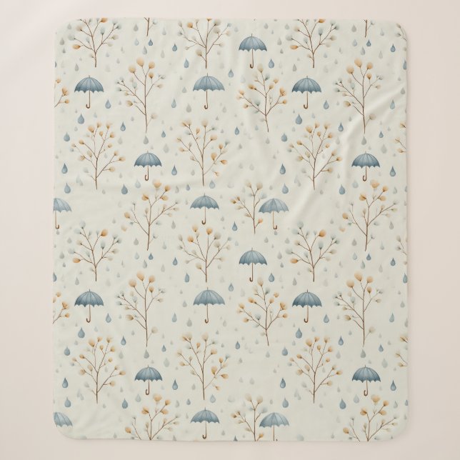 Serene Rain Garden Floral Pattern (10) Sherpa Blanket (Front)
