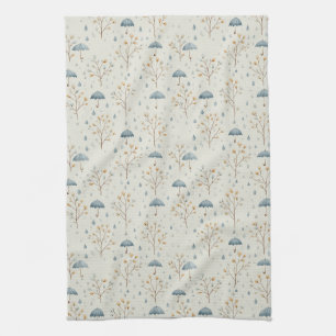 Serene Rain Garden Floral Pattern (10) Tea Towel