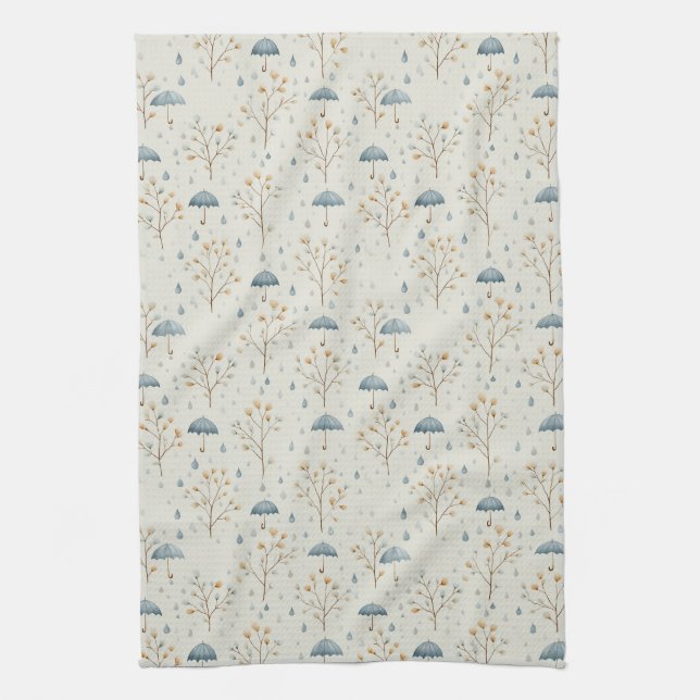 Serene Rain Garden Floral Pattern (10) Tea Towel (Vertical)