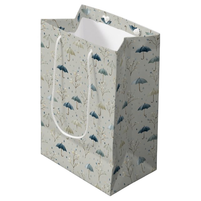 Serene Rain Garden Floral Pattern (11) Medium Gift Bag (Front Angled)