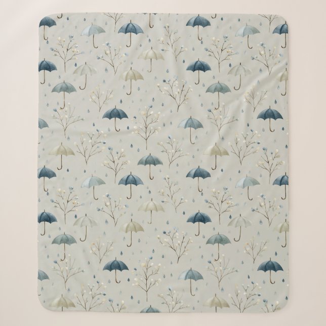 Serene Rain Garden Floral Pattern (11) Sherpa Blanket (Front)