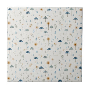 Serene Rain Garden Floral Pattern (12) Tile