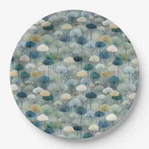 Serene Rain Garden Floral Pattern (1) Paper Plate