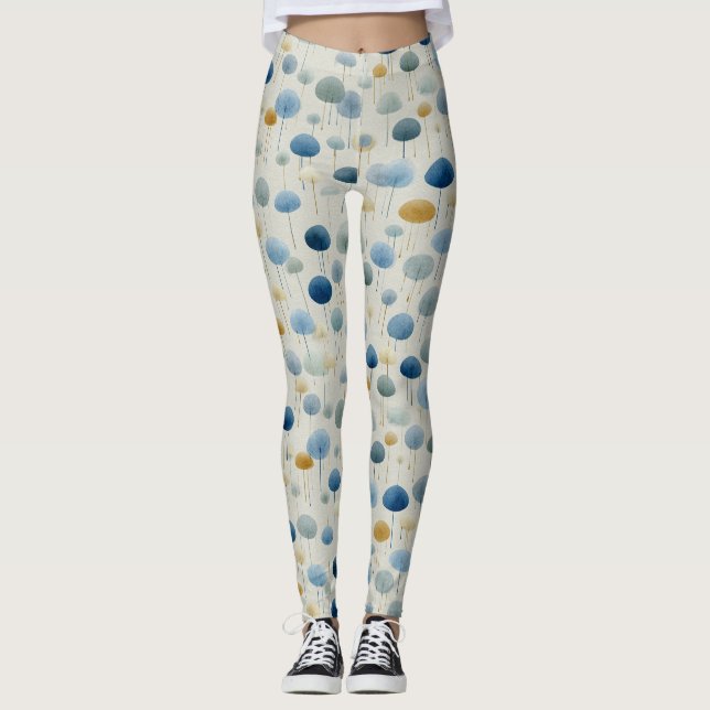 Serene Rain Garden Floral Pattern (2) Leggings (Front)