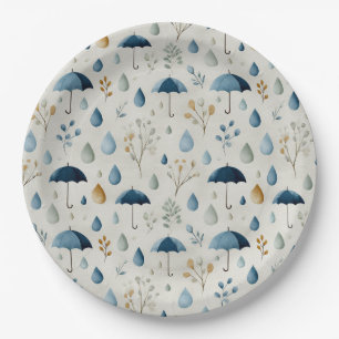 Serene Rain Garden Floral Pattern (3) Paper Plate