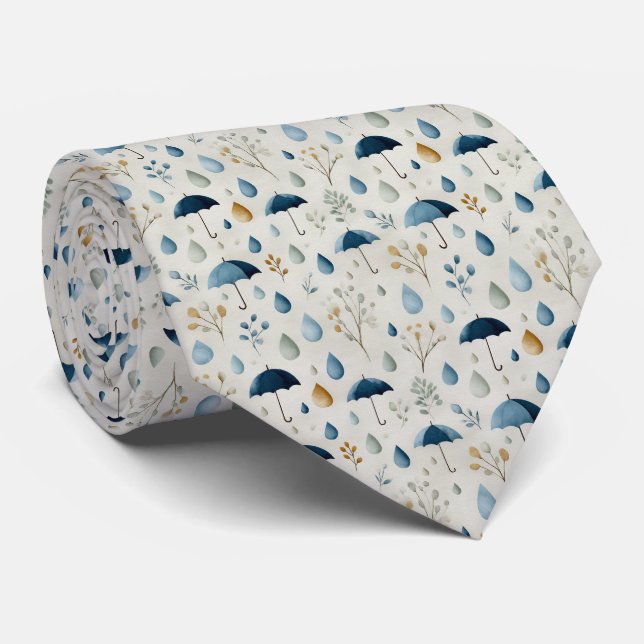 Serene Rain Garden Floral Pattern (3) Tie (Rolled)