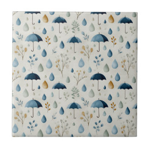 Serene Rain Garden Floral Pattern (3) Tile
