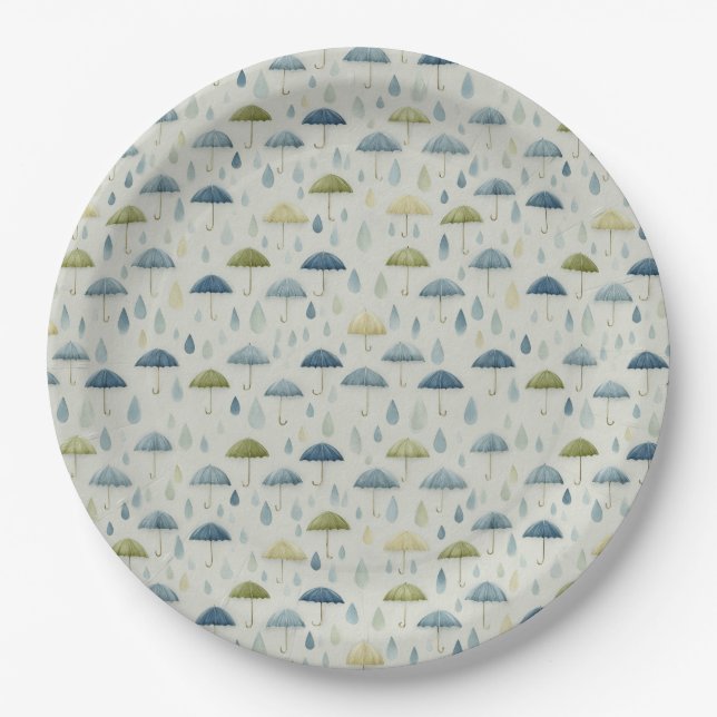 Serene Rain Garden Floral Pattern (4) Paper Plate (Front)