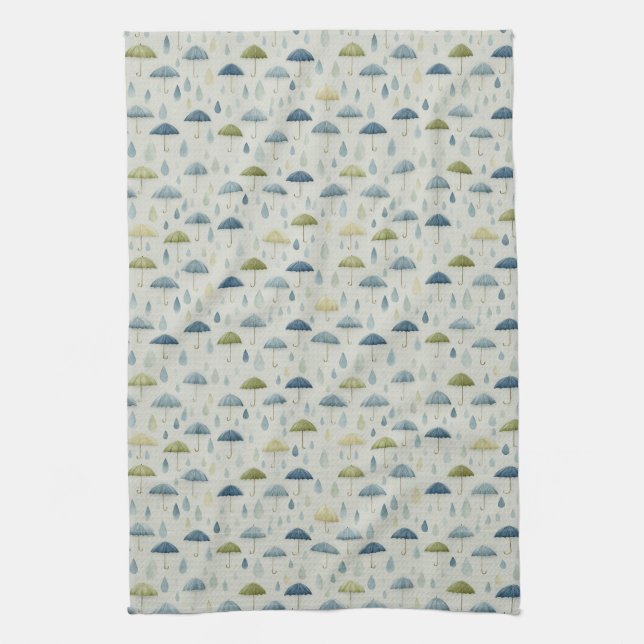 Serene Rain Garden Floral Pattern (4) Tea Towel (Vertical)
