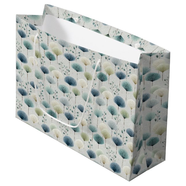 Serene Rain Garden Floral Pattern (5) Large Gift Bag (Front Angled)