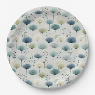 Serene Rain Garden Floral Pattern (5) Paper Plate