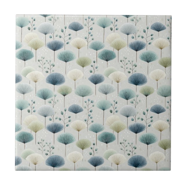 Serene Rain Garden Floral Pattern (5) Tile (Front)