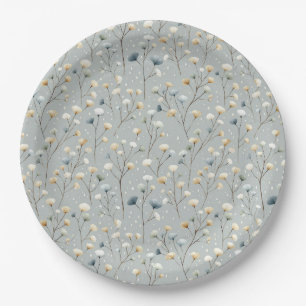 Serene Rain Garden Floral Pattern (7) Paper Plate