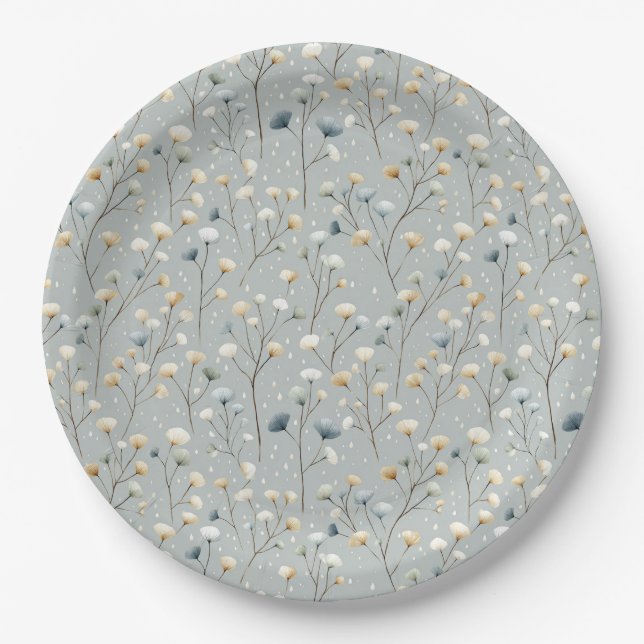 Serene Rain Garden Floral Pattern (7) Paper Plate (Front)