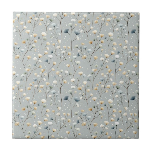 Serene Rain Garden Floral Pattern (7) Tile (Front)