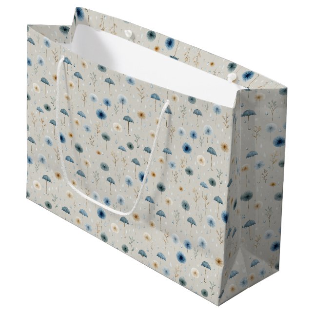 Serene Rain Garden Floral Pattern (8) Large Gift Bag (Front Angled)
