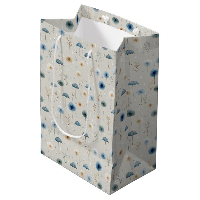 Serene Rain Garden Floral Pattern (8) Medium Gift Bag (Front Angled)