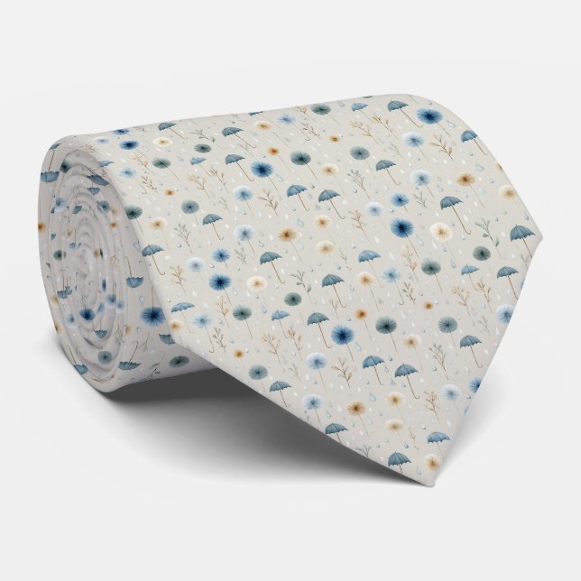 Serene Rain Garden Floral Pattern (8) Tie (Rolled)