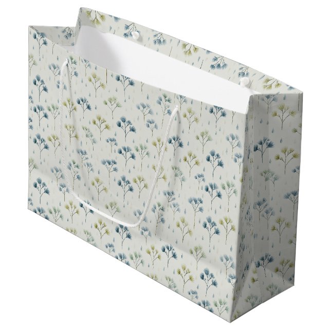 Serene Rain Garden Floral Pattern (9) Large Gift Bag (Front Angled)