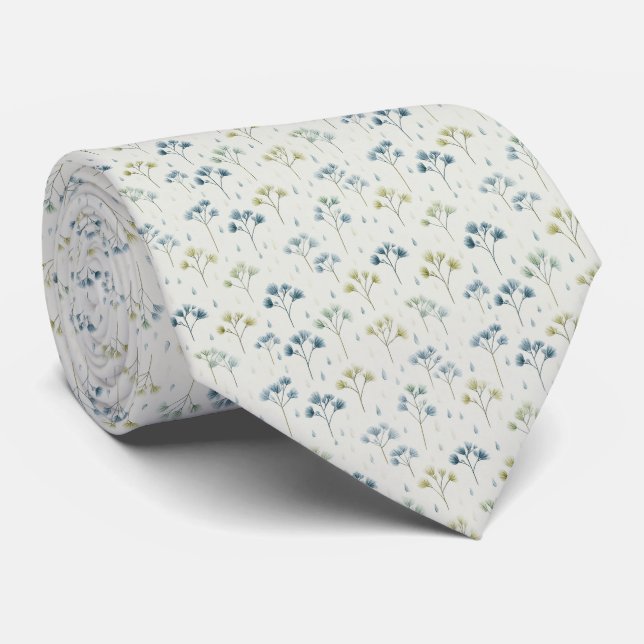 Serene Rain Garden Floral Pattern (9) Tie (Rolled)