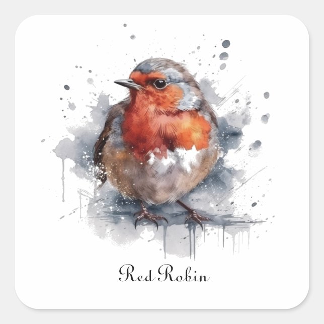 Serene Robin, custom Square Sticker (Front)