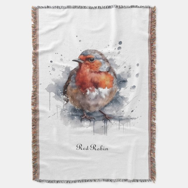 Serene Robin, custom Throw Blanket (Front Vertical)