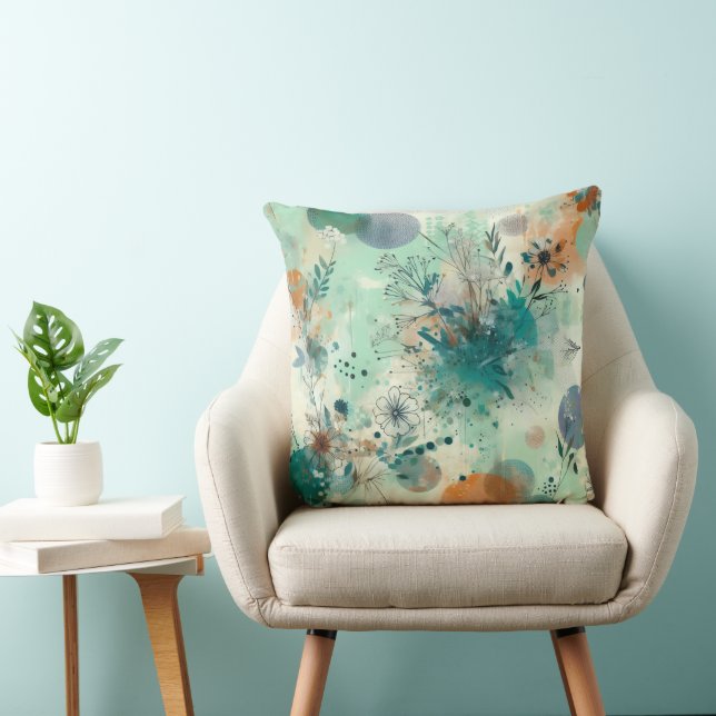 Serene Sage Botanical Throw Pillow (Chair)