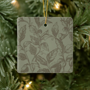 Serene Sage Green Bold Botanical Statement Leafy Ceramic Ornament
