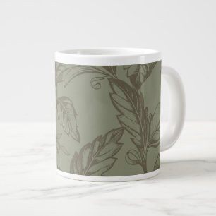 Serene Sage Green   Bold Botanical Statement Leafy Large Coffee Mug