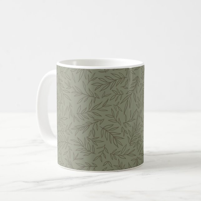 Serene Sage Green | Deep Forest Calm Tone-on-Tone  Coffee Mug (Front Left)