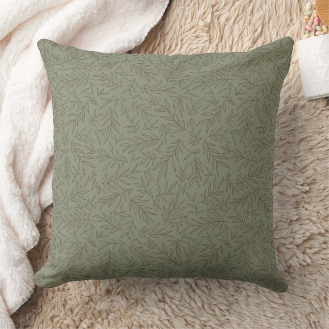 Serene Sage Green | Deep Forest Calm Tone-on-Tone  Cushion (Blanket)