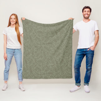 Serene Sage Green | Deep Forest Calm Tone-on-Tone  Fleece Blanket