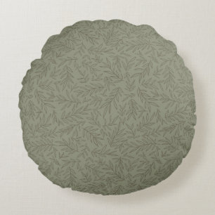 Serene Sage Green Deep Forest Calm Tone-on-Tone Round Cushion