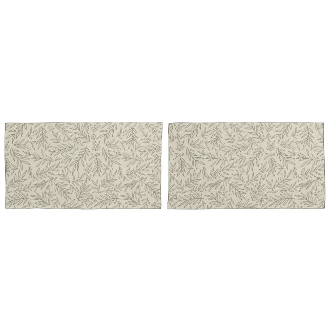 Serene Sage Green | Gentle Leaf Whisp Pillowcase (Front-Set)