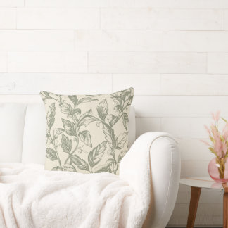 Serene Sage Green | Rustic Vine Charm Cottagecore  Cushion