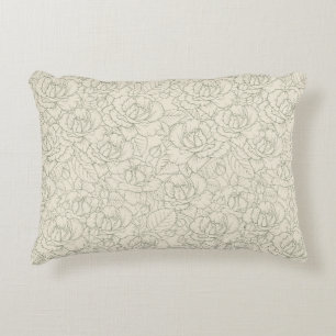 Serene Sage Green Vintage Blossom Roses Decorative Cushion