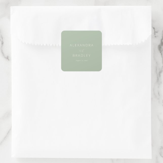 Serene Sage Minimalist Elegancy Square Sticker (Bag)