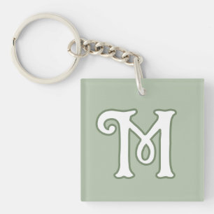 Serene Sage Monogram Key Ring