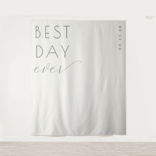 Serene Sage Typographic Celebration Tapestry