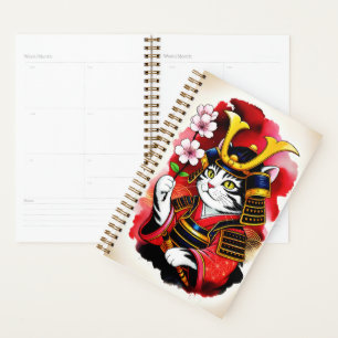 Serene Samurai Cat Cherry For Organization & Goal Planner