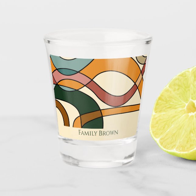Serene Savanna Gentle Abstract Earthy Family Name  Shot Glass (Front)