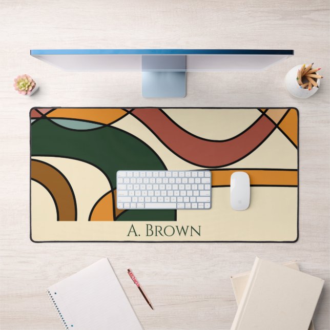 Serene Savanna Gentle Abstract Earthy Monogram  Desk Mat (Office 1)