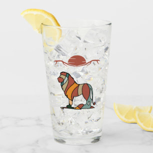 Serene Savanna Kind Lion Abstract Modern Art Glass